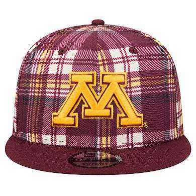 Men's New Era Maroon Minnesota Golden Gophers Plaid 9FIFTY Snapback Hat