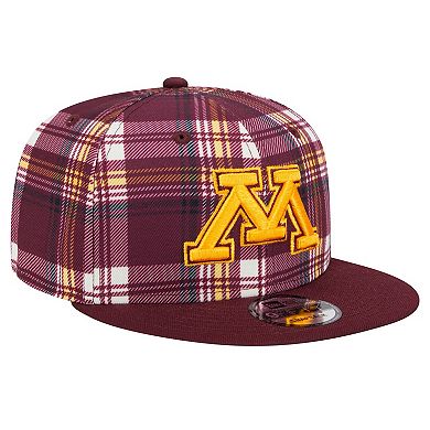 Men's New Era Maroon Minnesota Golden Gophers Plaid 9FIFTY Snapback Hat