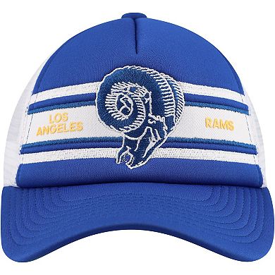 Youth Mitchell & Ness Royal Los Angeles Rams Stripe Trucker Adjustable Hat