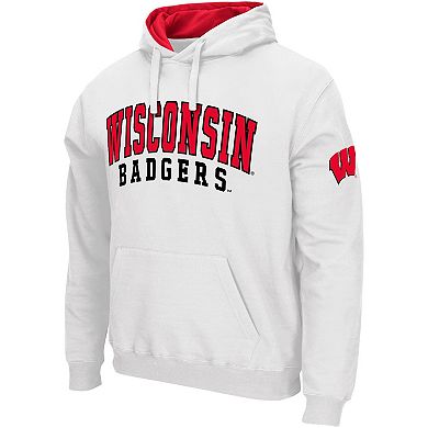 Men's Colosseum White Wisconsin Badgers Double Arch Pullover Hoodie