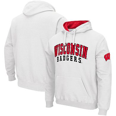 Men's Colosseum White Wisconsin Badgers Double Arch Pullover Hoodie