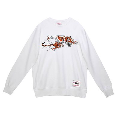 Men's Mitchell & Ness White Cincinnati Bengals Basic Fleece Pullover Sweatshirt