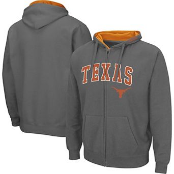Men's Colosseum Charcoal Texas Longhorns Arch & Team Logo 3.0 Full-Zip Hoodie