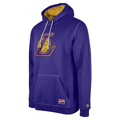 Men's New Era Purple Los Angeles Lakers Corduroy Applique Pullover Hoodie