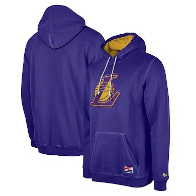 Men's New Era Purple Los Angeles Lakers Corduroy Applique Pullover Hoodie
