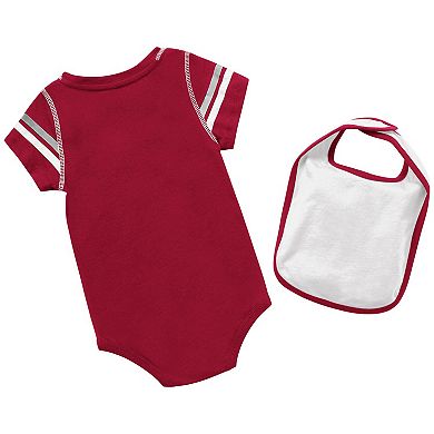 Newborn & Infant Colosseum Crimson/White Oklahoma Sooners Chocolate Two-Piece Bodysuit & Bib Set