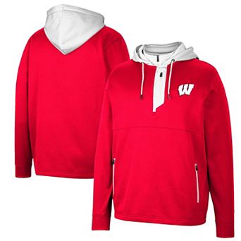 Men's Colosseum Red Wisconsin Badgers Luge 3.0 Quarter-Zip Hoodie