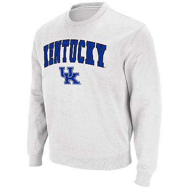 Men's Colosseum White Kentucky Wildcats Arch & Logo Pullover Sweatshirt
