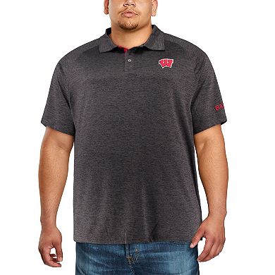 Men's Colosseum Black Wisconsin Badgers Big & Tall Down Swing Polo