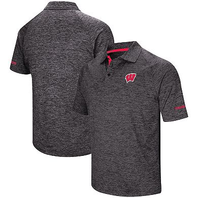 Men's Colosseum Black Wisconsin Badgers Big & Tall Down Swing Polo