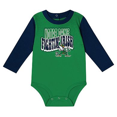 Infant Navy Notre Dame Fighting Irish Double Up Long Sleeve Bodysuit & Pant Set