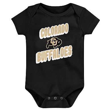 Newborn Black Colorado Buffaloes Sunday Comics 3-Pack Bodysuit Set