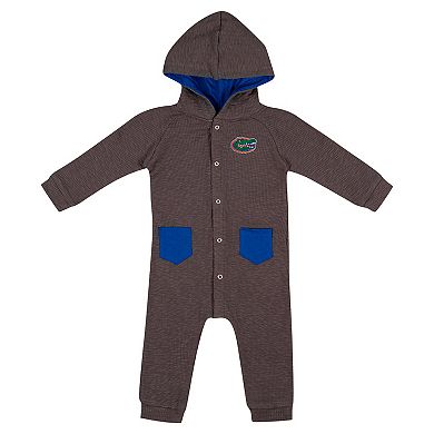 Newborn & Infant Colosseum Charcoal Florida Gators Zando-Zan Waffle Full-Snap Hooded Romper