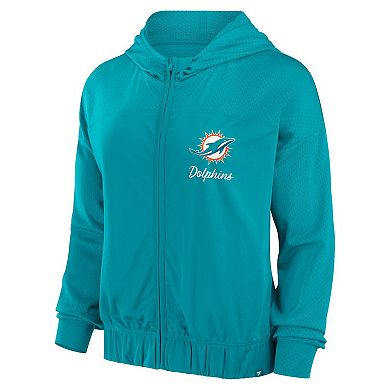 Women's Fanatics Aqua Miami Dolphins Script Lock Full-Zip Hoodie