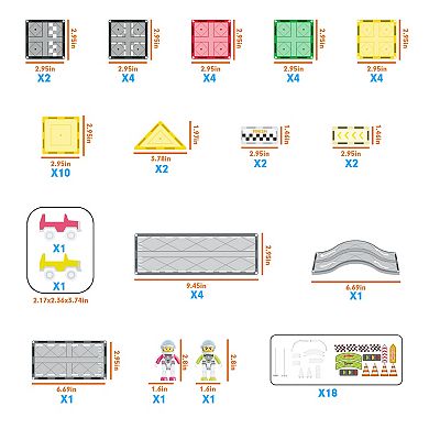 Picassotiles 62 Piece Race Car Track Slider Racing Building Set