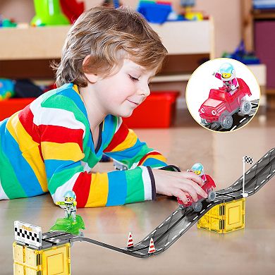 Picassotiles 62 Piece Race Car Track Slider Racing Building Set