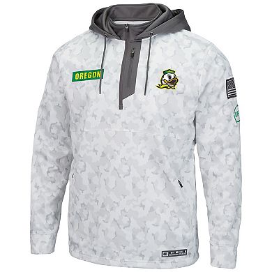 Men's Colosseum Arctic Camo Oregon Ducks OHT Military Appreciation Quarter-Zip Hoodie