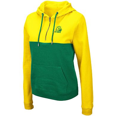 Women's Colosseum Yellow/Green Oregon Ducks Aidan Lightweight Half-Zip Hoodie