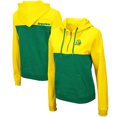 Women's Colosseum Yellow/Green Oregon Ducks Aidan Lightweight Half-Zip Hoodie