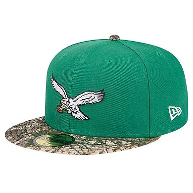 Men's New Era Kelly Green Philadelphia Eagles Active Two-Tone Camo 59FIFTY Fitted Hat