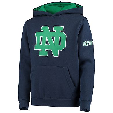 Youth Stadium Athletic Navy Notre Dame Fighting Irish Big Logo Pullover Hoodie