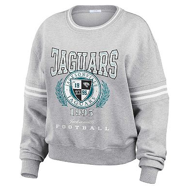 Women's WEAR by Erin Andrews Heather Gray Jacksonville Jaguars Cropped Pullover Sweatshirt