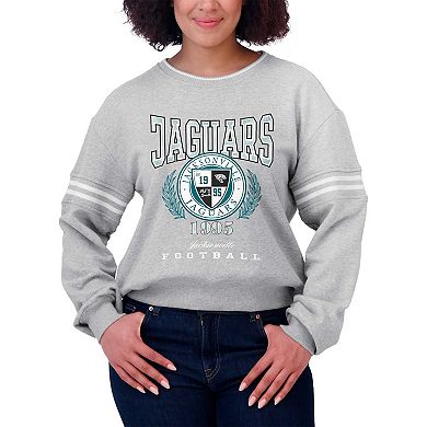 Women's WEAR by Erin Andrews Heather Gray Jacksonville Jaguars Cropped Pullover Sweatshirt