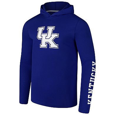 Men's Colosseum Royal Kentucky Wildcats Logo Lockup Active Blend Long Sleeve T-Shirt Hoodie