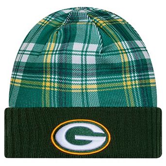 Men's New Era Green Green Bay Packers Sideline Statement Cuffed Knit Hat