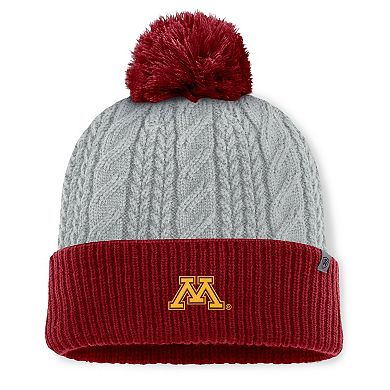 Women's Top of the World Gray/Maroon Minnesota Golden Gophers Becca Cuffed Knit Hat with Pom