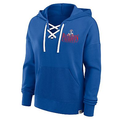 Women's Fanatics Royal New England Patriots Blitz Left Lace-Up Pullover Hoodie