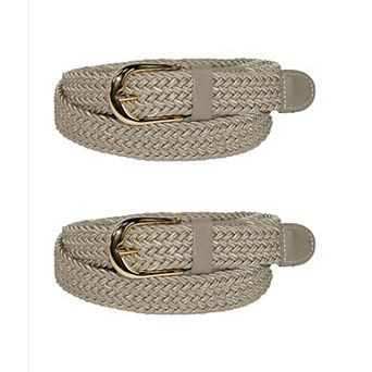 Ctm Women's Elastic Braided Stretch Belt (pack Of 2)