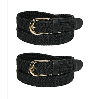 Ctm Women's Elastic Braided Stretch Belt (pack Of 2)