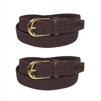 Ctm Women's Elastic Braided Stretch Belt (pack Of 2)
