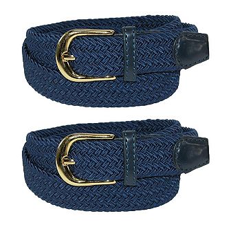 Ctm Women's Elastic Braided Stretch Belt (pack Of 2)