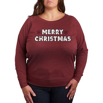 Disney's Winnie The Pooh Plus Size Merry Christmas French Terry Long Sleeve Tee