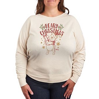 Disney's Winnie The Pooh Plus Size Beary Christmas French Terry Long Sleeve Tee