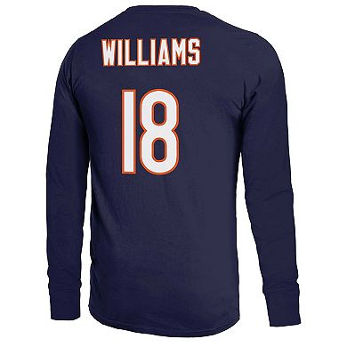 Men's Majestic Threads Caleb Williams Navy Chicago Bears Name & Number Long Sleeve T-Shirt