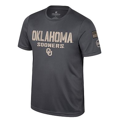Men's Colosseum Charcoal Oklahoma Sooners OHT Military Appreciation T-Shirt