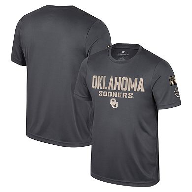 Men's Colosseum Charcoal Oklahoma Sooners OHT Military Appreciation T-Shirt