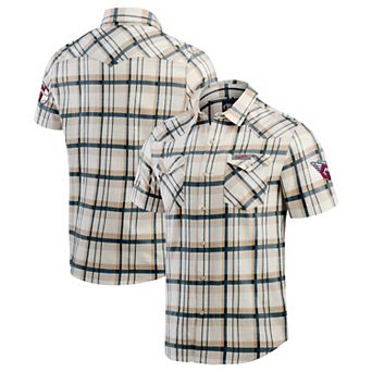 Men's Darius Rucker Collection by Fanatics Navy Cleveland Guardians Plaid Full-Snap Shirt