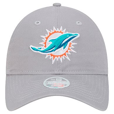 Women's New Era Gray Miami Dolphins Main 9TWENTY Adjustable Hat