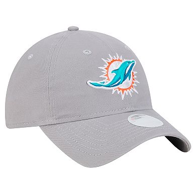 Women's New Era Gray Miami Dolphins Main 9TWENTY Adjustable Hat