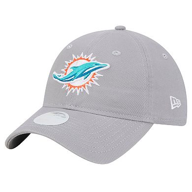 Women's New Era Gray Miami Dolphins Main 9TWENTY Adjustable Hat