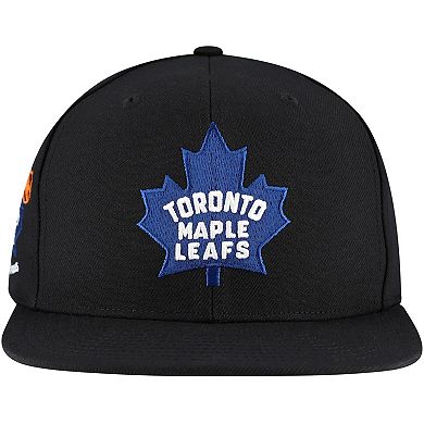 Men's Mitchell & Ness Black Toronto Maple Leafs Core Top Spot Snapback Hat