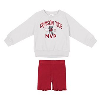Girls Toddler Colosseum White/Crimson Alabama Crimson Tide Beta Fleece Sweatshirt and Shorts Set
