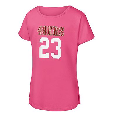 Girls Youth Christian McCaffrey Pink San Francisco 49ers Player Name & Number T-Shirt