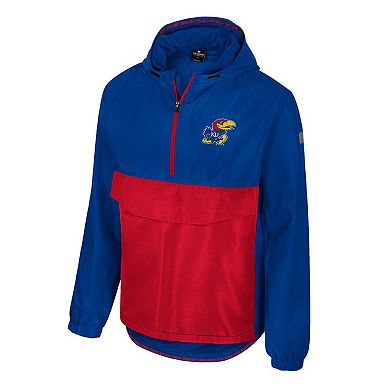 Men's Colosseum Royal Kansas Jayhawks Reloaded Anorak Half-Zip Jacket
