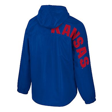 Men's Colosseum Royal Kansas Jayhawks Reloaded Anorak Half-Zip Jacket