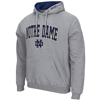 Men's Colosseum Heather Gray Notre Dame Fighting Irish Arch & Logo 3.0 Pullover Hoodie